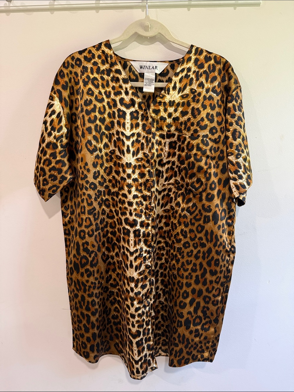 Vintage WINLAR Leopard-Print Satin Nightgown in Brown/Black